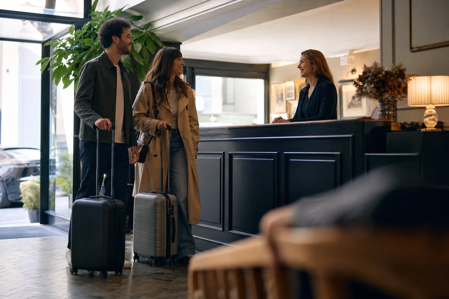 Travelers in a natural Europe setting