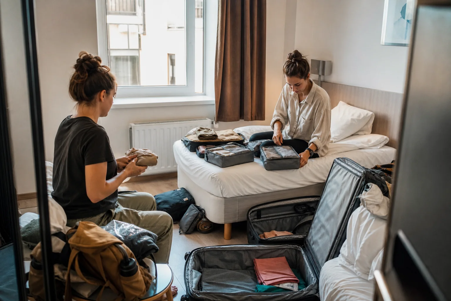 Travelers in a natural Europe setting